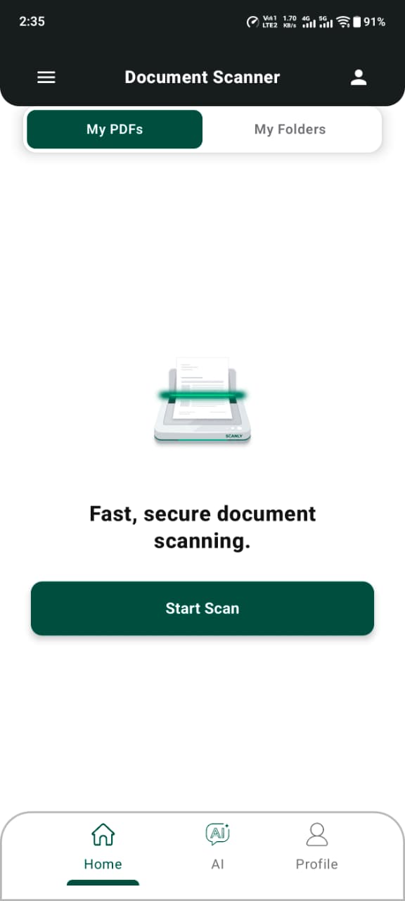 Scanly home screen